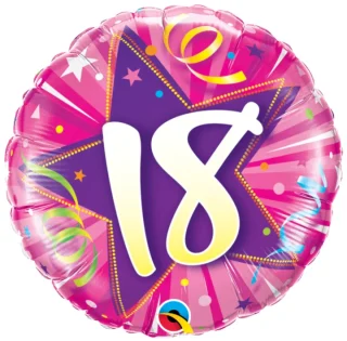 18 Birthday Shining Star Hot Pink Balloon - 24002
