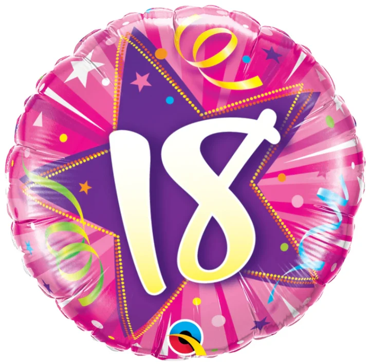 18 Birthday Shining Star Hot Pink Balloon - 24002
