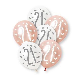 Glitz Rose Gold Age 21 Assorted Pearl latex - 6ct - 89614