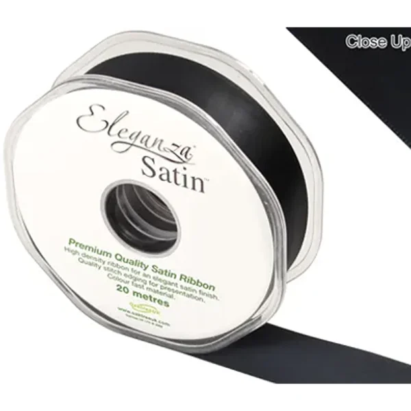 Eleganza Double Faced Satin 25mm x 20m Black No.20 - 454451