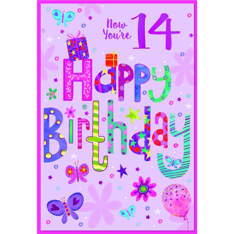 Happy 14th Birthday Female Trad - Code G - 6pk - SE33156