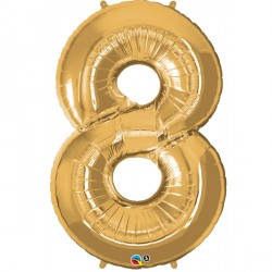QUALATEX 42" 01CT - NUMBER 8 METALLIC GOLD