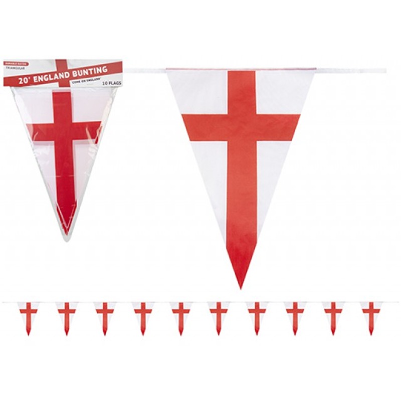 ENGLAND TRIANGLE BUNTING 20FT WITH 10 FLAGS - 032011