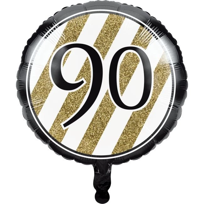 Black and Gold 90th Birthday Foil Balloon 18" Birthday