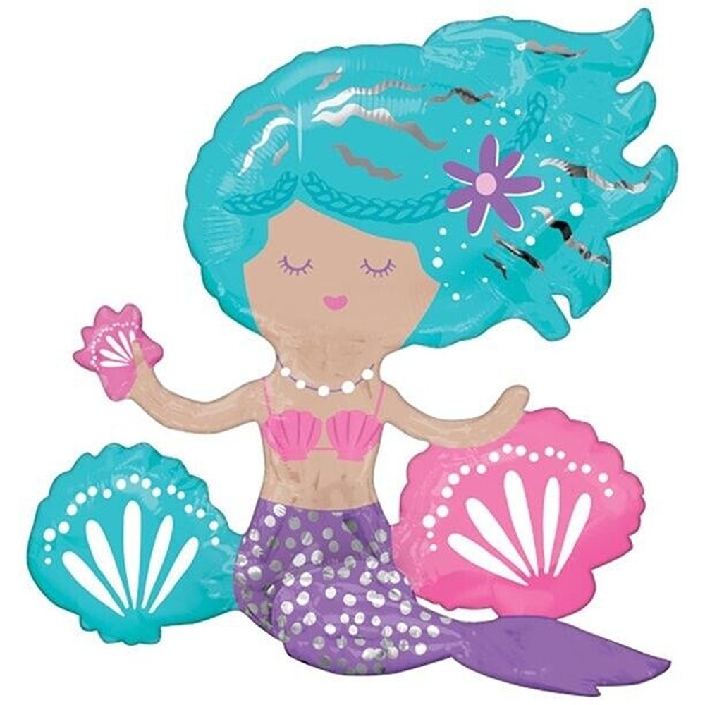 MERMAID SHIMMERING SITTER MULTI BALLOON A75 PKT (18" x 17")