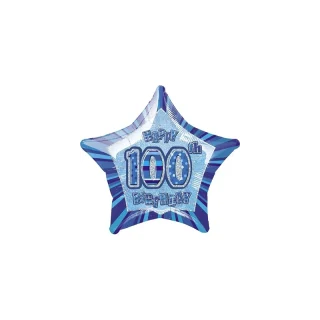 Unique Party 20 Inch Star Foil Balloon - 100th Blue