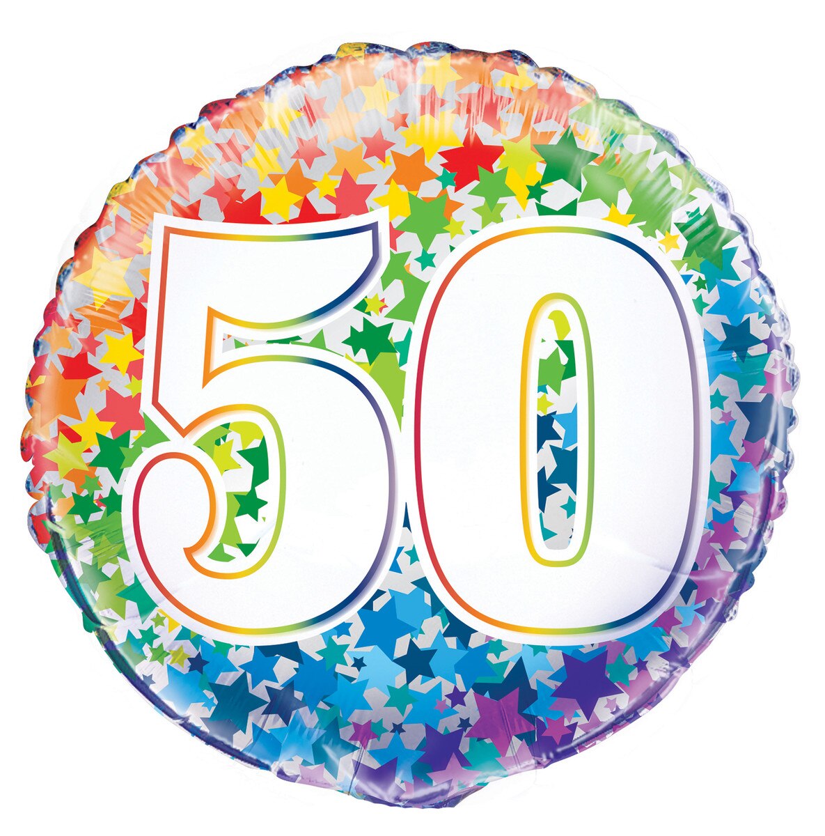 Rainbow Stars "50" 45cm (18") Foil Balloon Packaged
