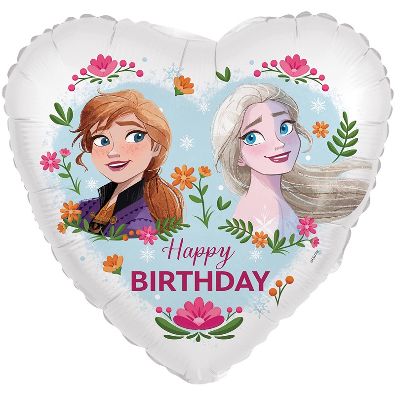 Riethmuller - 18in/45cm Disney Frozen Anna & Elsa Heart Happy Birthday - 1-10855