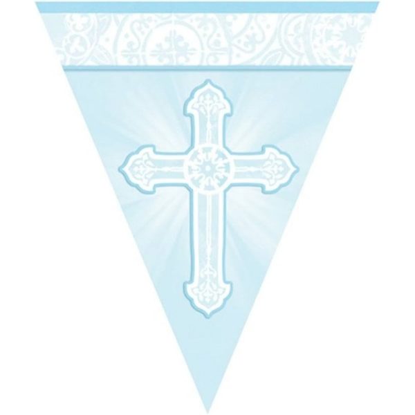 Radiant Cross Blue Pennant Banner - 128282