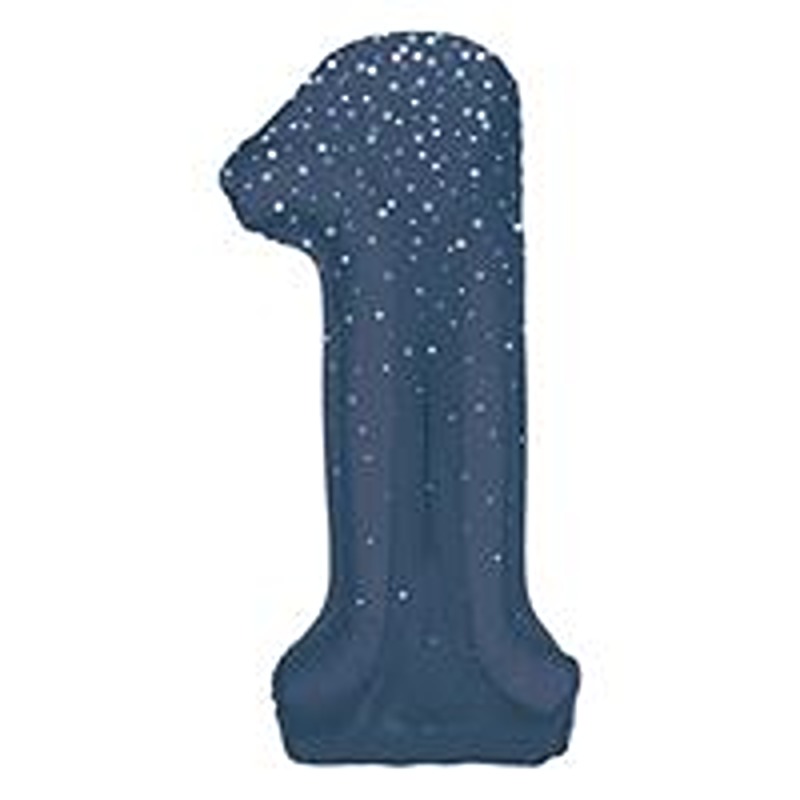 Unique 34" Blue Glitz Number 1 Shaped Foil Balloon - 85831