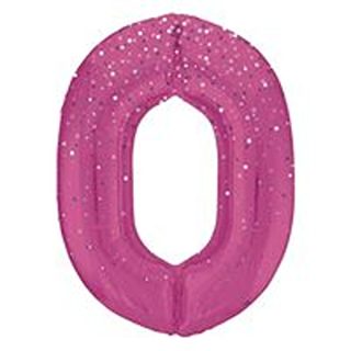 Unique 34" Pink Glitz Number 0 Shaped Foil Balloon - 85850