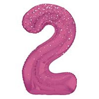 Unique 34" Pink Glitz Number 2 Shaped Foil Balloon - 85852