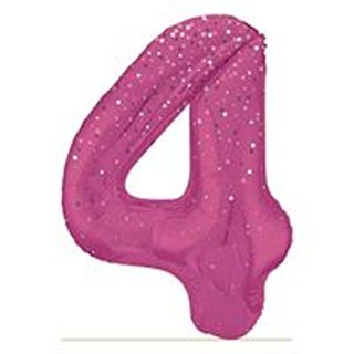 Unique 34" Pink Glitz Number 4 Shaped Foil Balloon - 85854