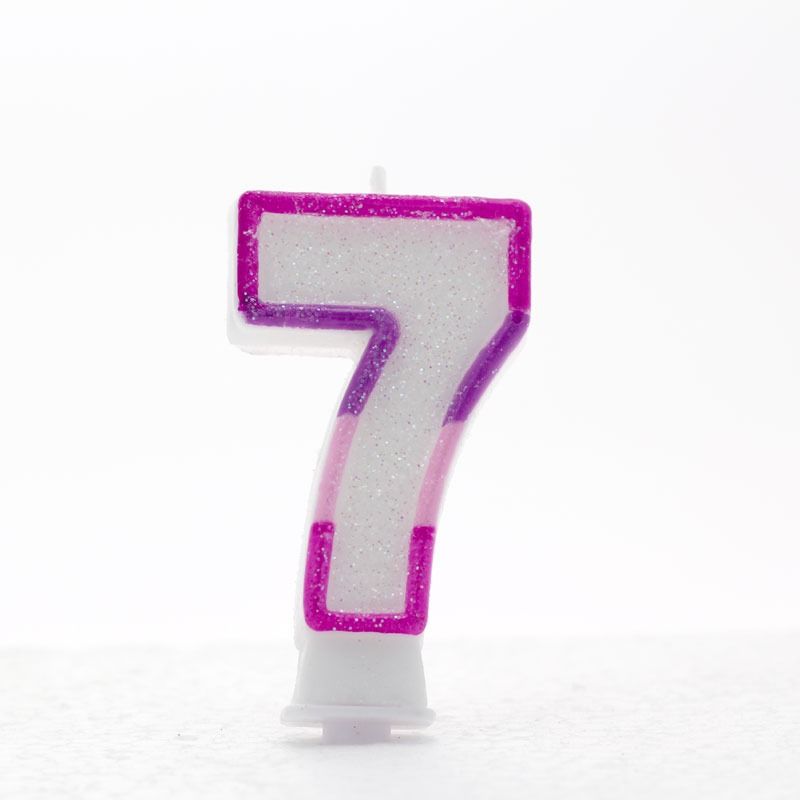 7 Pink Coloured Number Candle Pack of 6