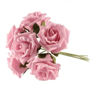 Foam Tea Rose - Baby Pink - 6pcs - SF0190BP