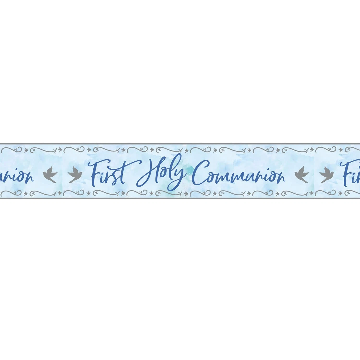 Blue First Holy Communion Foil Banners 2.7m x 20cm - 9906229