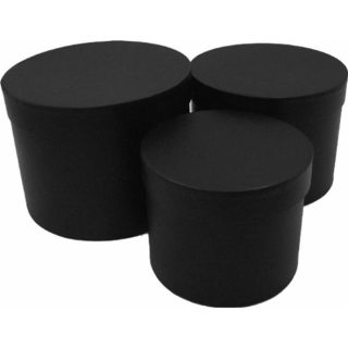SET OF 3 ROUND FLOWER BOXES BLACK - 005120