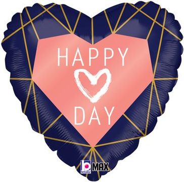 Betallic 18" Geo Navy Heart Holographic Pkt - 36921P