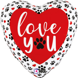 Grabo 18" Paw Prints Love You Pkt - 26243P-P