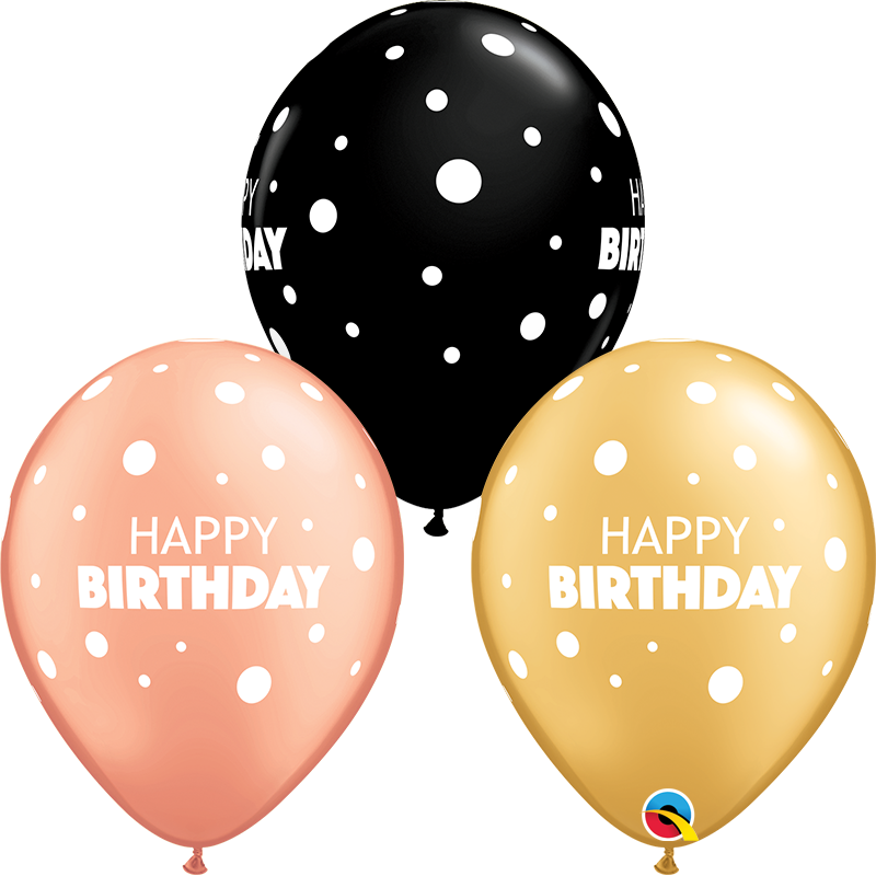 11" ROUND SPECIAL AST 25CT - BDAY BIG & LITTLE DOTS