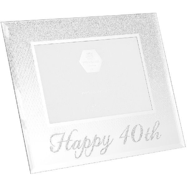 Silver Glitter 4x6 Happy 40th Frame