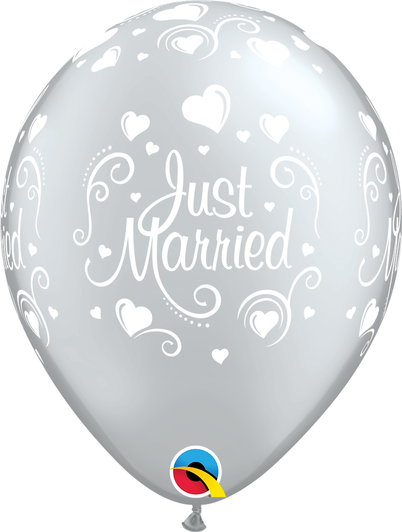 11″ ROUND 6CT RETAIL PKG - JUST MARRIED HEARTS