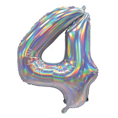 SENSATIONS - 30'' Iridescent Silver Number 4 - BLRF-NBSI30/4