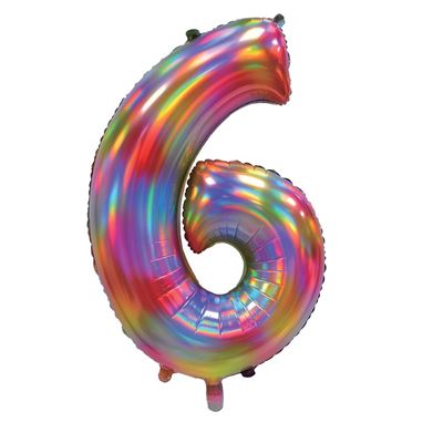 SENSATIONS 30'' Iridescent Rainbow Number 6 -BLRF-NBRB306
