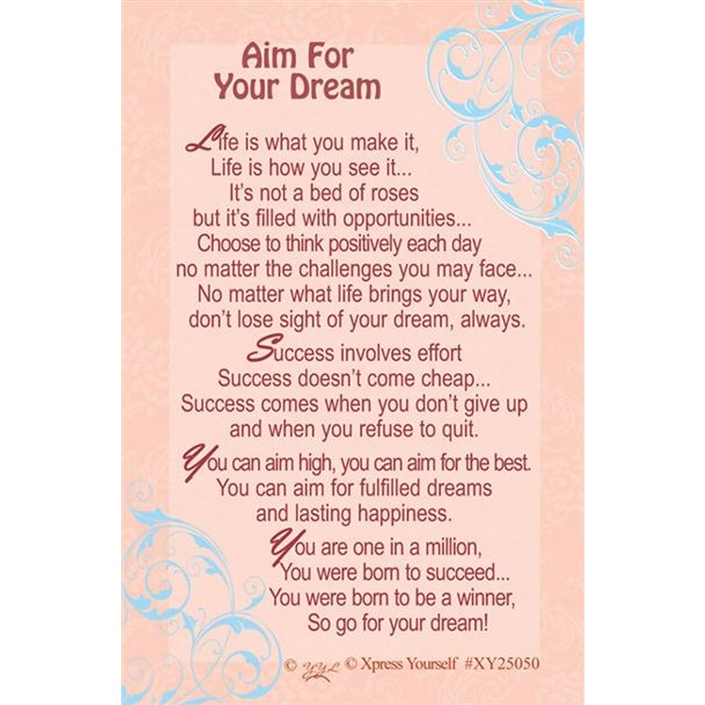 Xpress Yourself - Aim For Your Dream - Wallet Card - 6pk - XY25050A