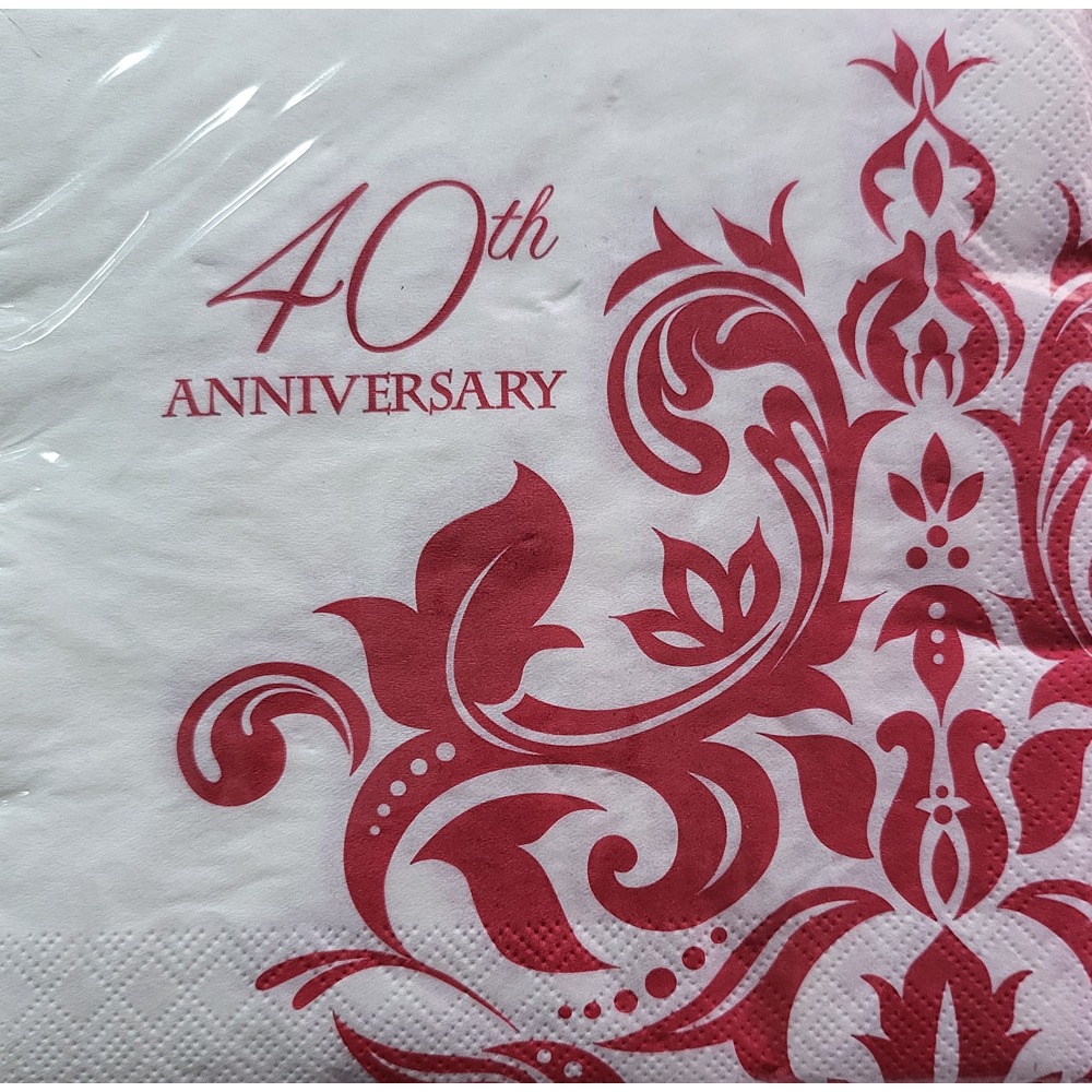Ruby Anniversary (40 Years) Napkins - 32.7cm x 32.3 cm - 36ct - 13364