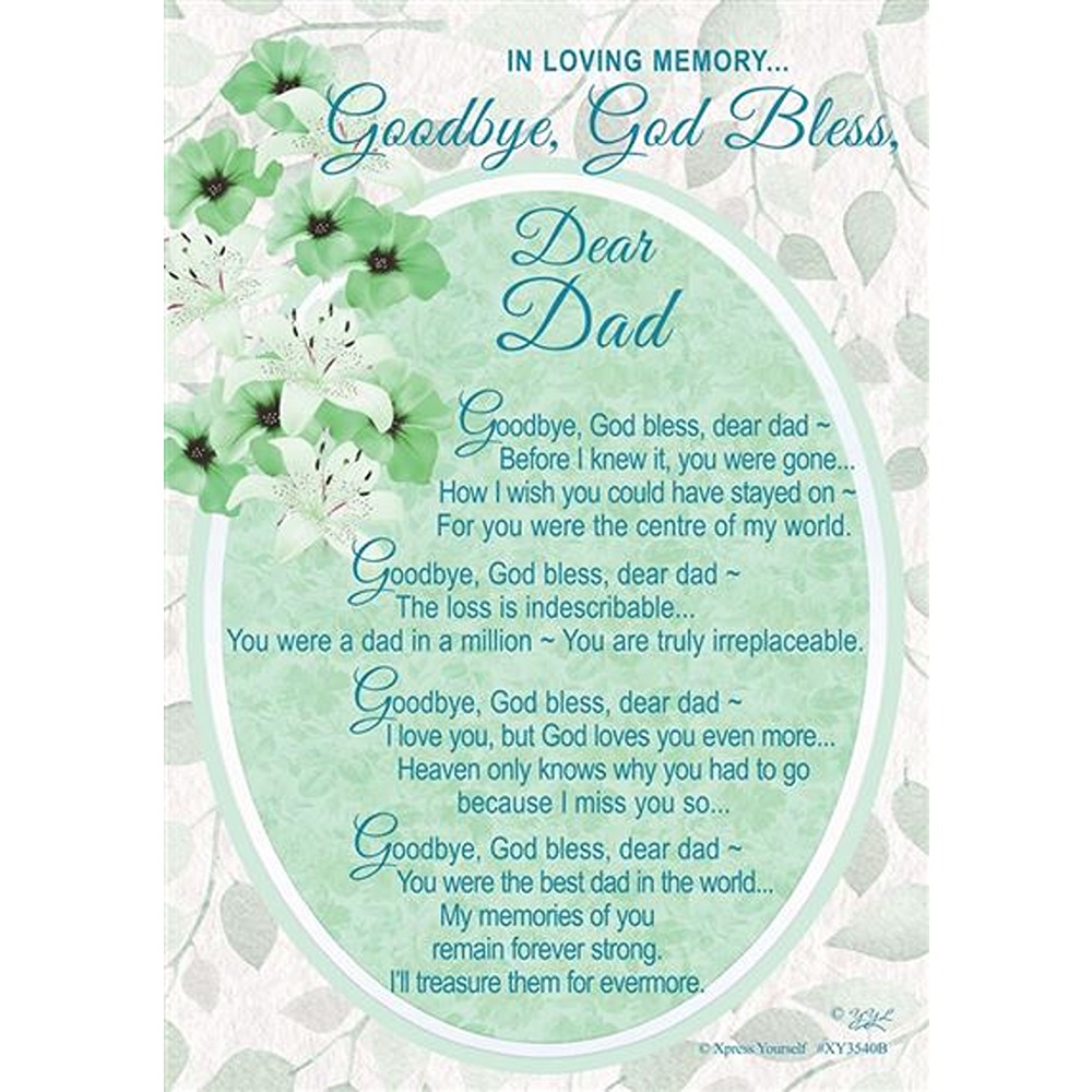 Xpress Yourself - In Loving Memory Goodbye, God Bless Dear Dad - Grave Card - 6pk - XY3540B