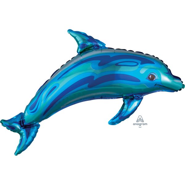 Anagram Ocean Blue Dolphin SuperShape Foil Balloons 37"/84cm w x 22"/56cm h P30