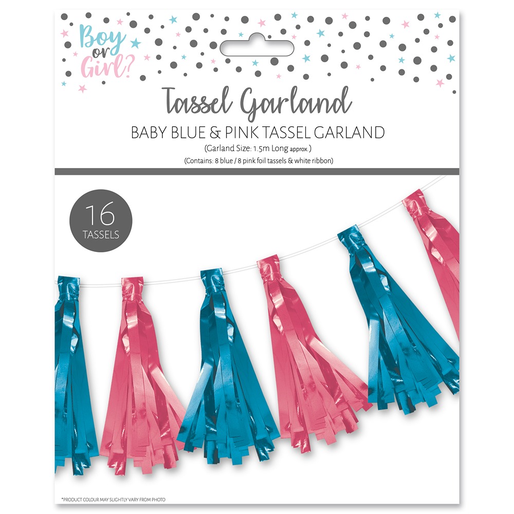 BLUE AND PINK FOIL TASSEL GARLAND - 30702-GC