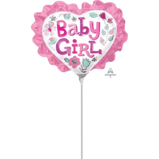 Anagram 14" Baby Girl Heart With Ruffle Mini - 33661