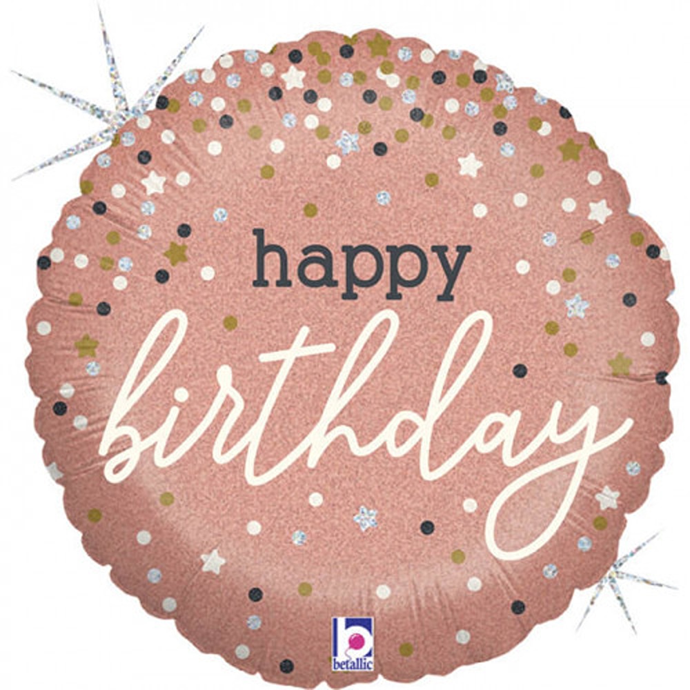 Grabo 9" Rose Gold Holographic Happy Birthday Mini - 36985GH
