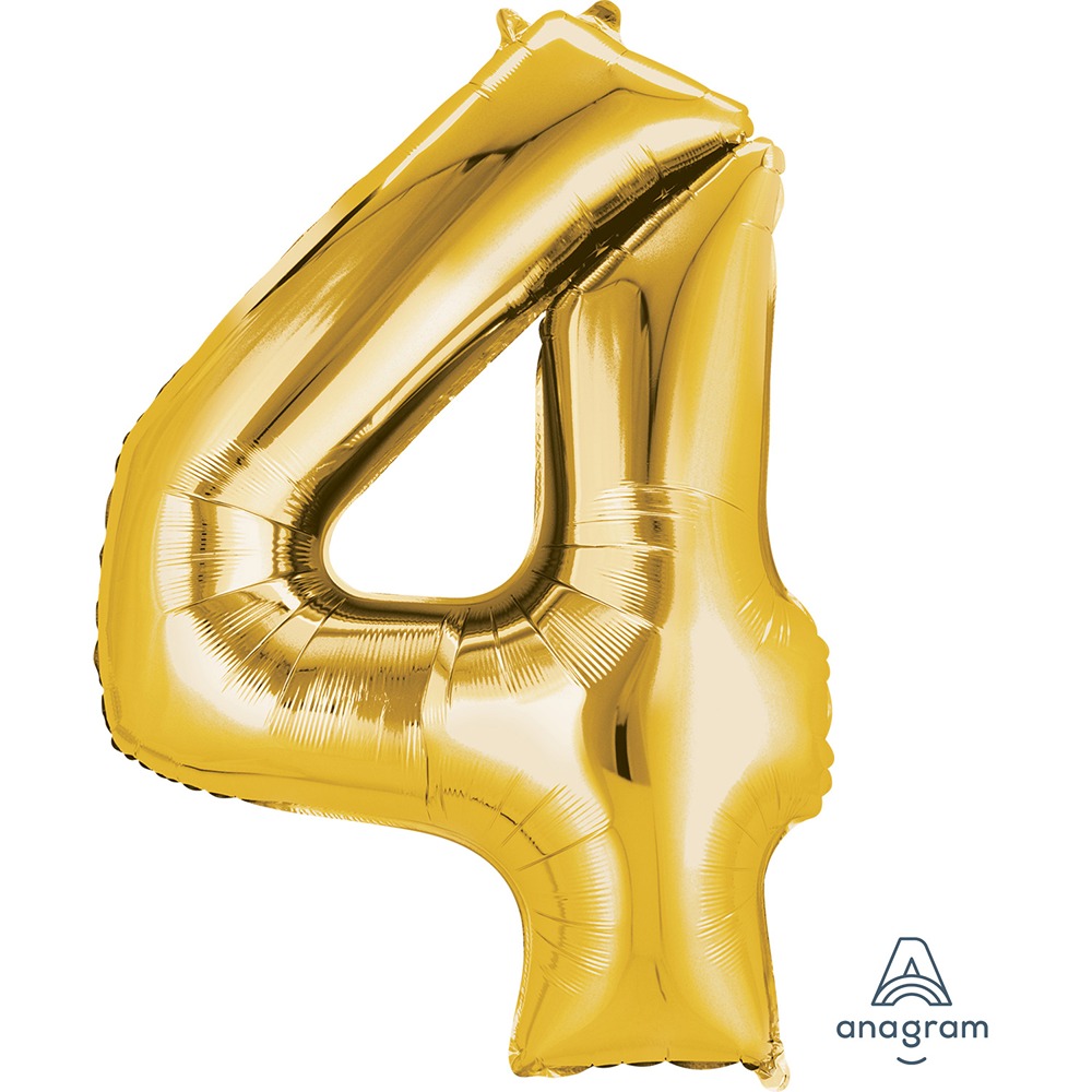Anagram - Number 4 Gold SuperShape Foil Balloons - 34" - 2825001