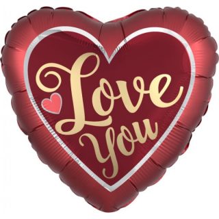 ANAGRAM 18" S40 SANGRIA & GOLD SATIN LOVE YOU