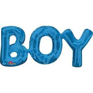 Anagram "Boy" Phrase Blue SuperShape Foil Balloons 20"/50cm x 9"/22cm S55