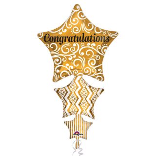 Anagram Congratulations Stacked Star Foil SuperShape Balloons 24"/60cm x 25"/63cm P35