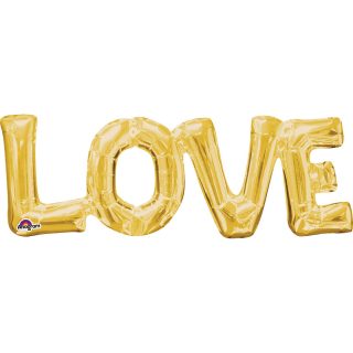 Anagram "Love" Phrase Gold SuperShape Foil Balloons 25"/63cm x 9"/22cm S55