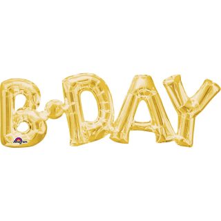 Anagram "B-Day" Phrase Gold SuperShape Foil - 26"/ x 9" - 3375601