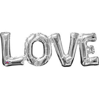 Anagram  "Love" Phrase Silver SuperShape Foil Balloons 25"/63cm x 9"/22cm S55
