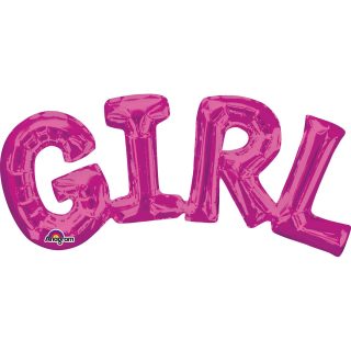 Anagram "Girl" Phrase Pink SuperShape Foil Balloons 22"/55cm x 10"/25cm S55