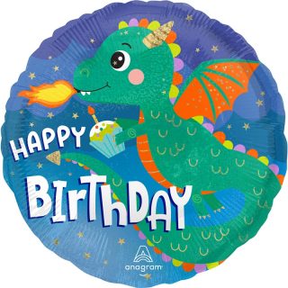 Anagram - Foil Balloon - "HAPPY BIRTHDAY" - Cute Dragon - 45 cm - 49034