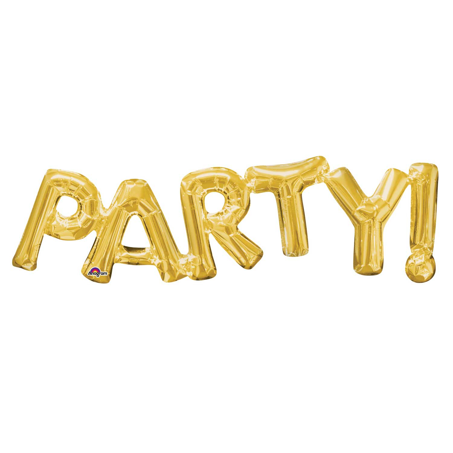 Anagram "Party!" Phrase Gold SuperShape Foil Balloons 33"/83cm w x 9"/22cm h S55