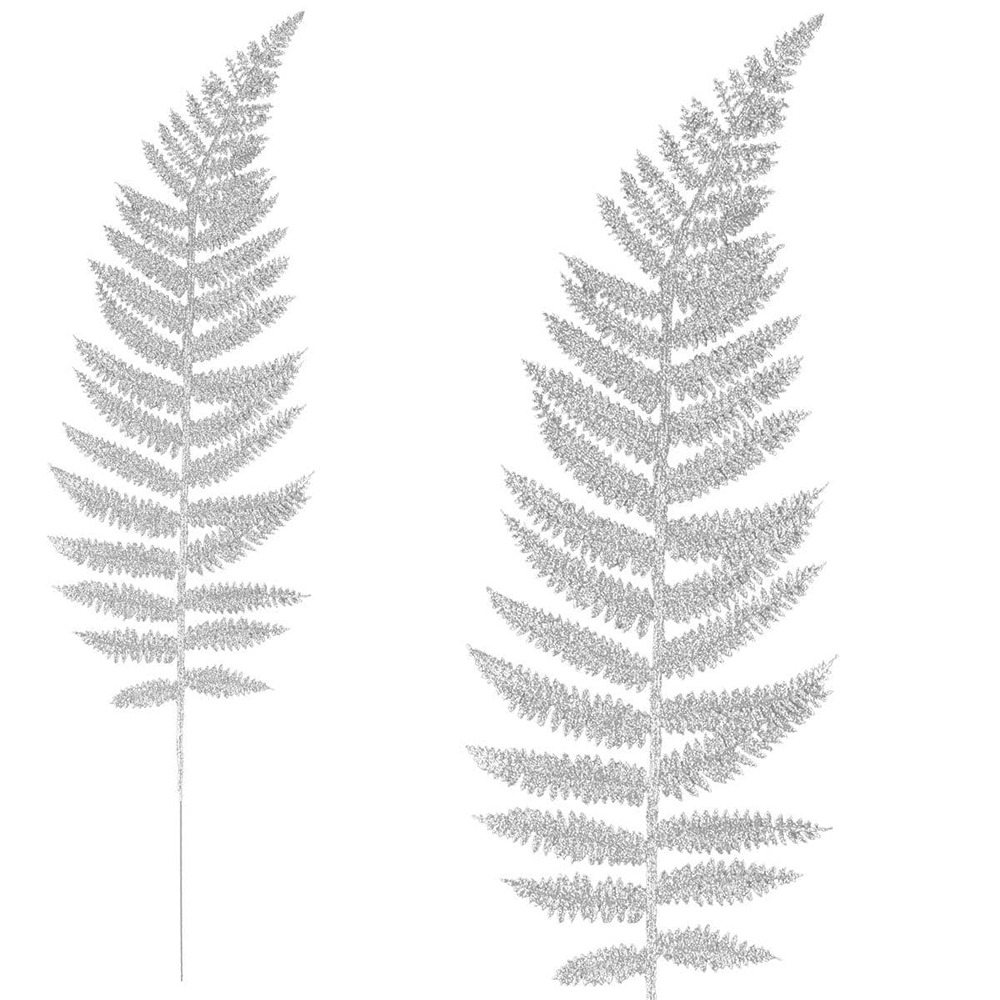 50cm GLITTER WIRE FERN LEAF SILVER -55855