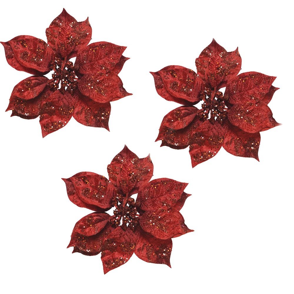 PLASTIC CLIP ON POINSETTIA RED - 513324R