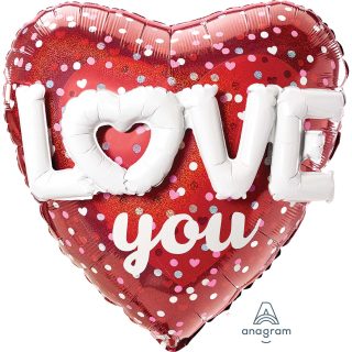 Anagram Love Hearts & Holo Dots Foil Multi Balloons P70