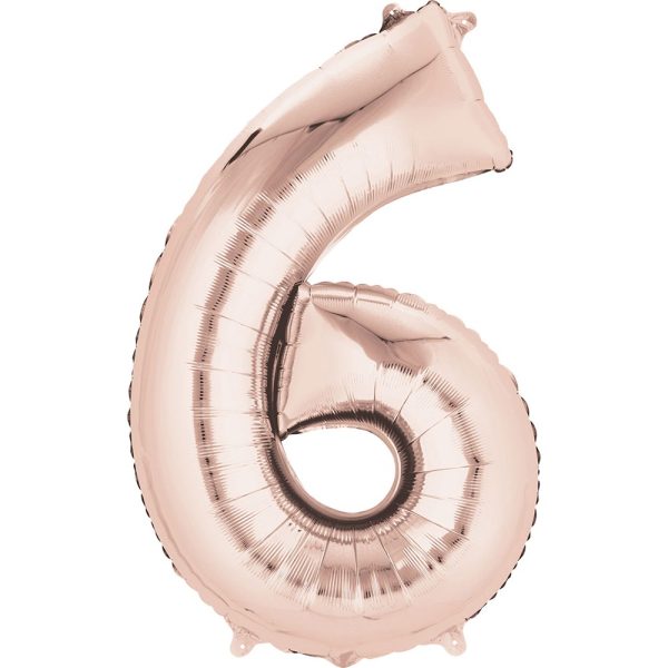 Anagram - Number 6 Rose Gold SuperShape Foil Balloons - 34" - 3621701