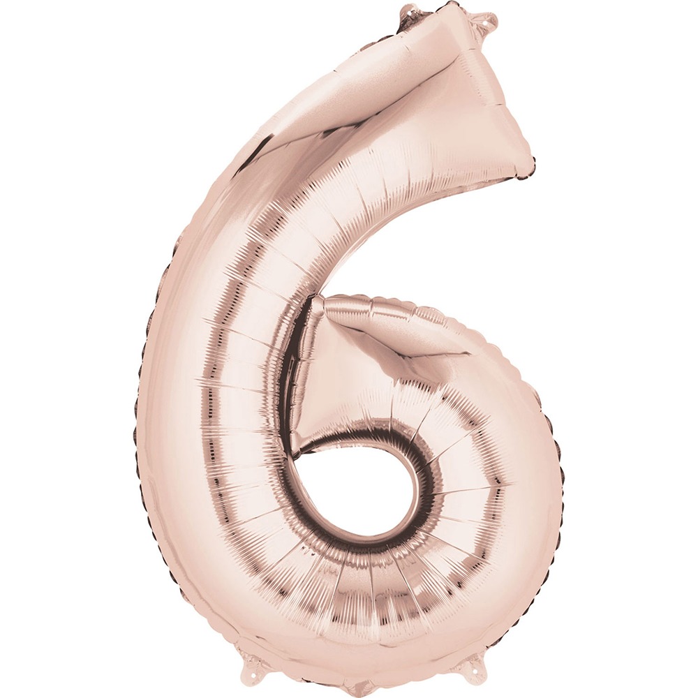 Anagram - Number 6 Rose Gold SuperShape Foil Balloons - 34" - 3621701